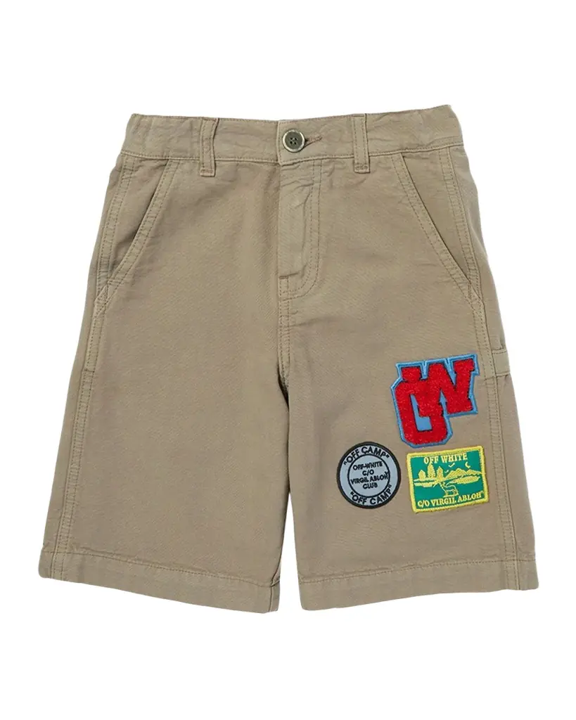 Off-White Boy 's Camping Patch Shorts, Size 4-12