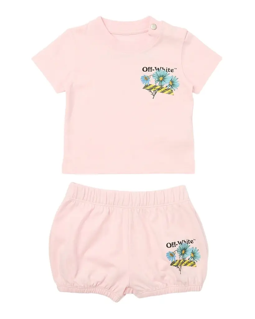 Off-White Girl 's Daisy Tape Jersey Top & Shorts Set, Size 3M-36M