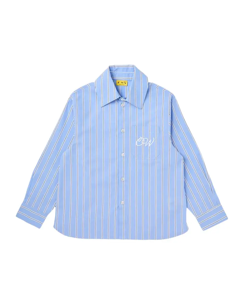 Off-White Boy 's OW Embroidered Stripe Button-Down Shirt, Size 4-12