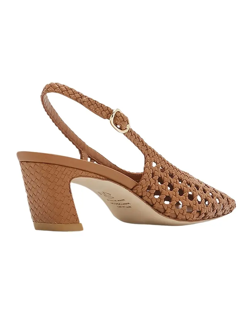 Stuart Weitzman 50mm Stassi Woven Leather Slingback Pumps