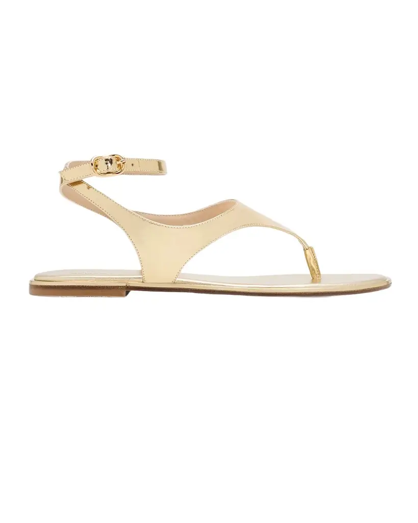 Stuart Weitzman Marley Metallic Leather Ankle-Strap Sandals