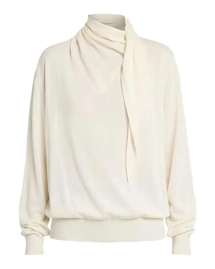 Jil Sander Draped Neck-Scarf Oversized Sweater