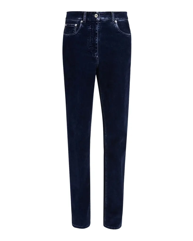 Ferragamo Flocked Velvet Straight-Leg Jeans