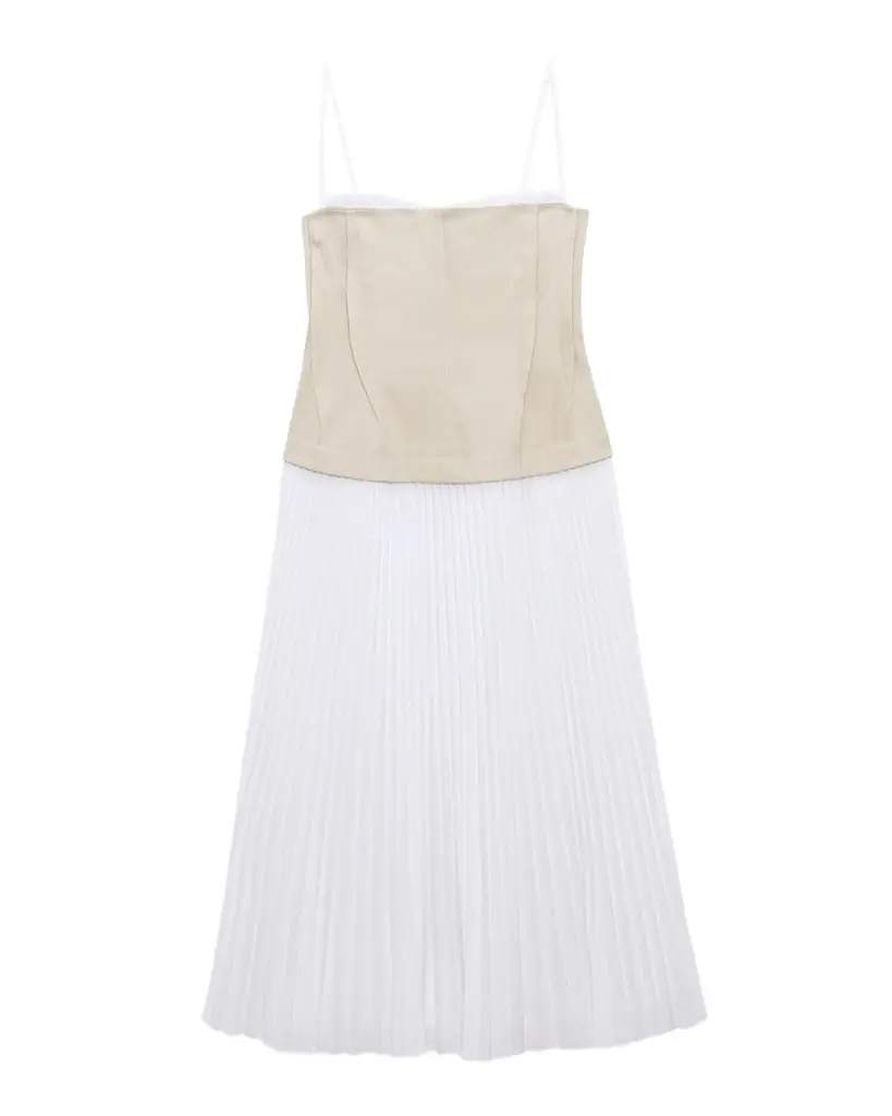 SIMKHAI Duval Linen-Blend Bustier Midi Dress