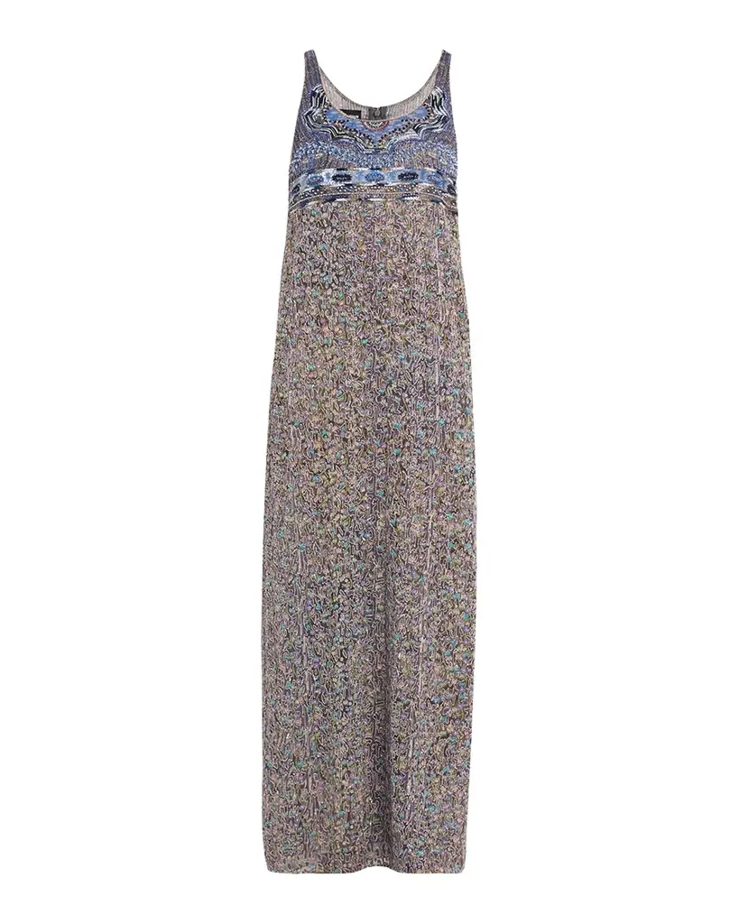 Giorgio Armani Embroidered Silk Sleeveless Maxi Dress