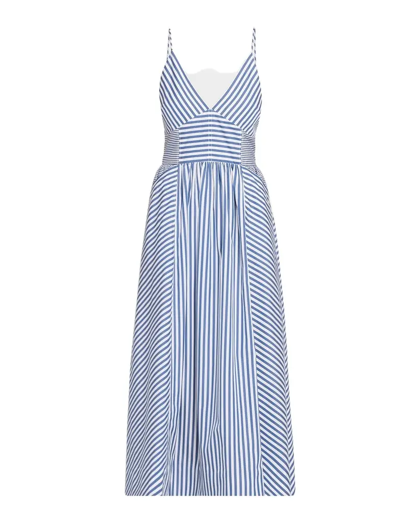 Tanya Taylor Vivien Cotton Stripe Spaghetti-Strap Midi Dress