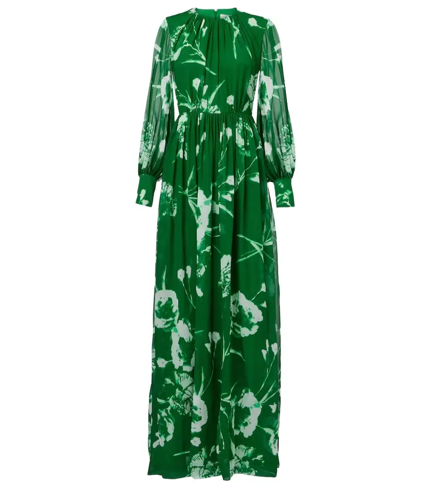 Erdem Floral silk voile gown