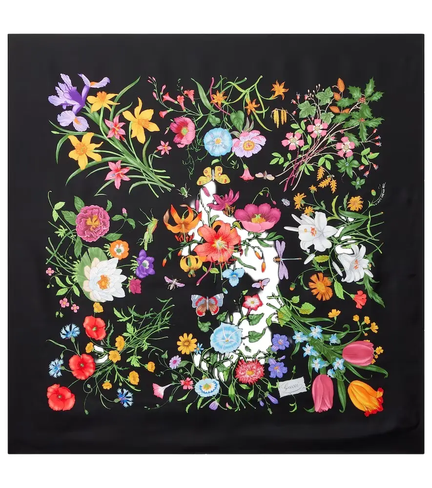 Gucci Floral silk twill scarf