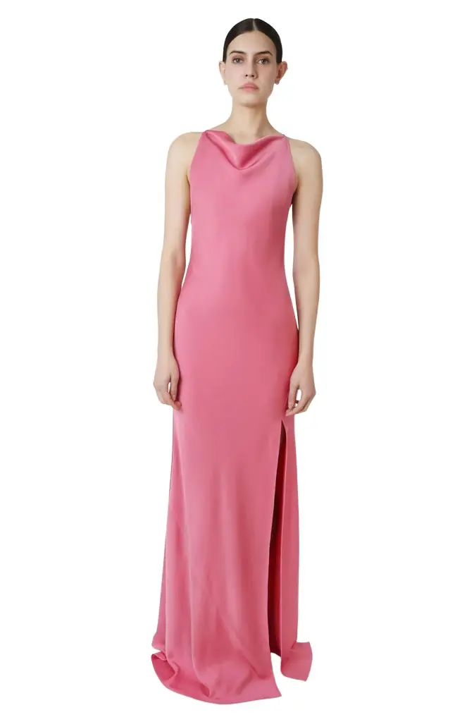 LAPOINTE Lightweight Satin Halter Gown