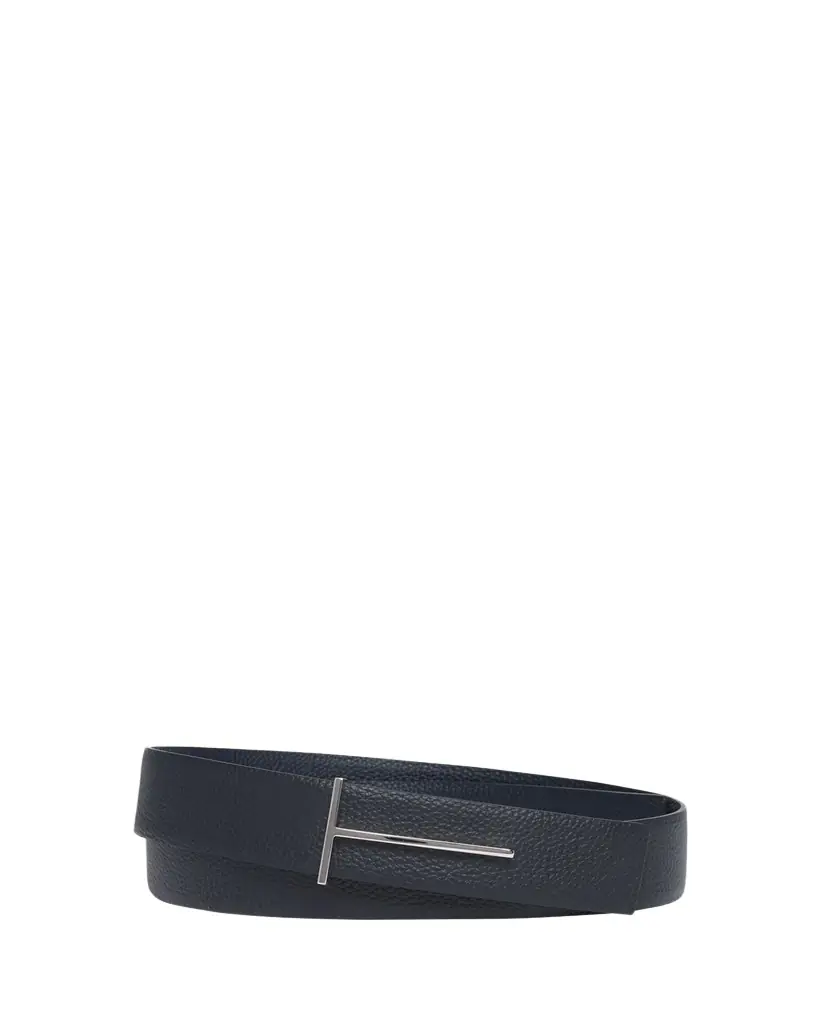 TOM FORD Men's Grained Leather T-Buckle Belt