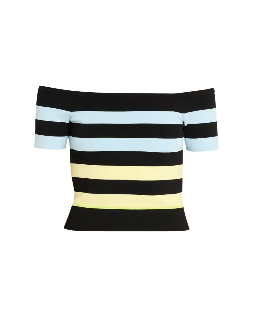 CHRISTOPHER JOHN ROGERS Off-The-Shoulder Striped Body-con Knit Top