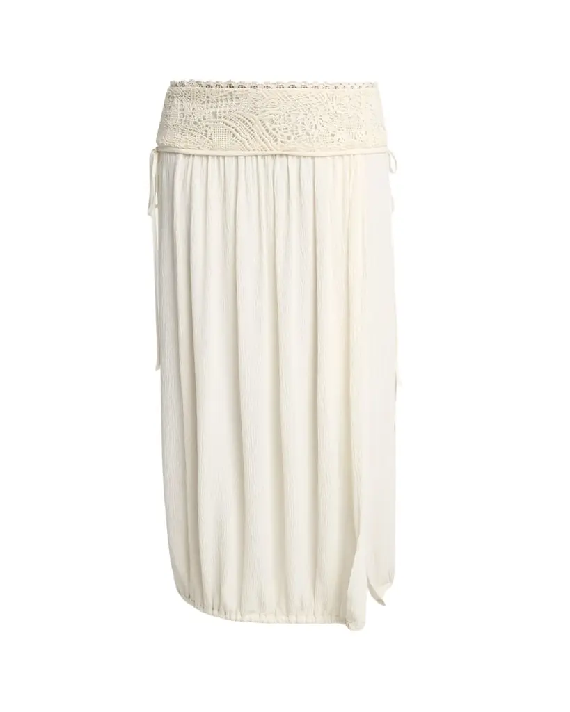 Isabel Marant Nilma Guipure Lace Crinkle Silk Midi Balloon Skirt