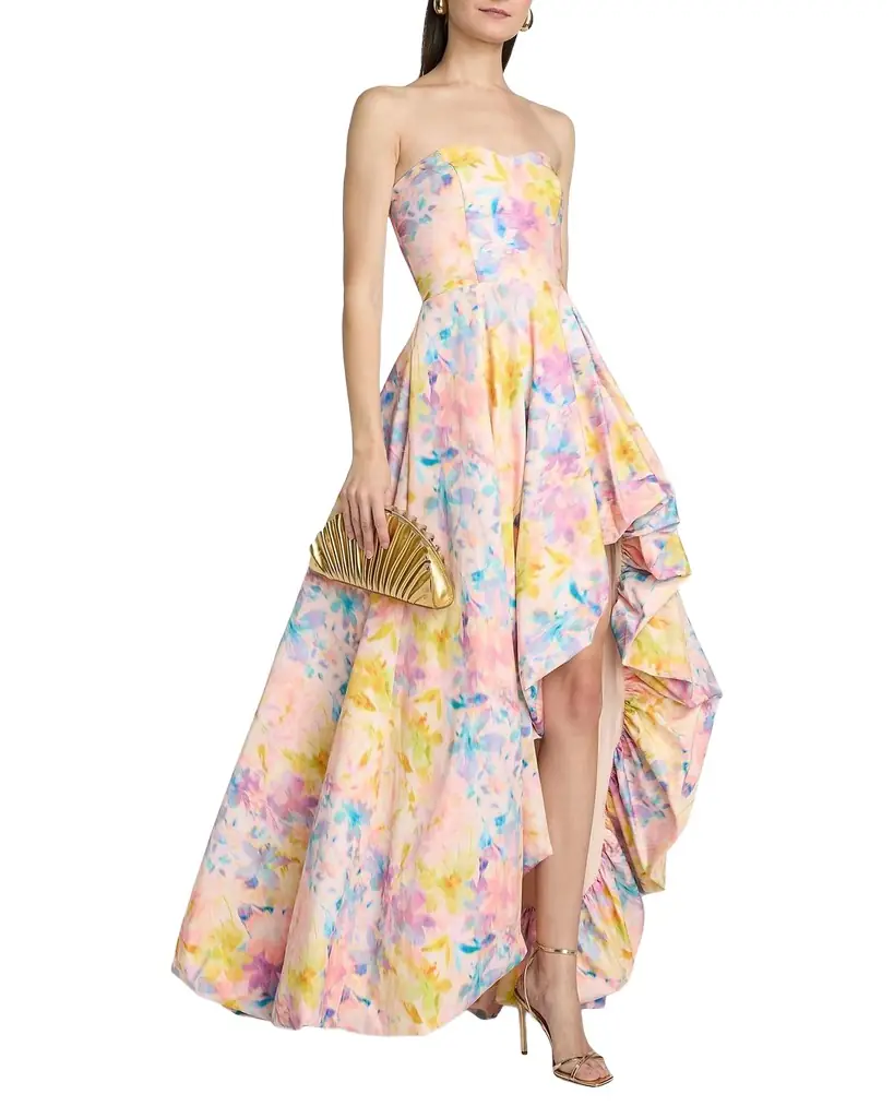 As It May Ava Floral Faille High-Low Gown