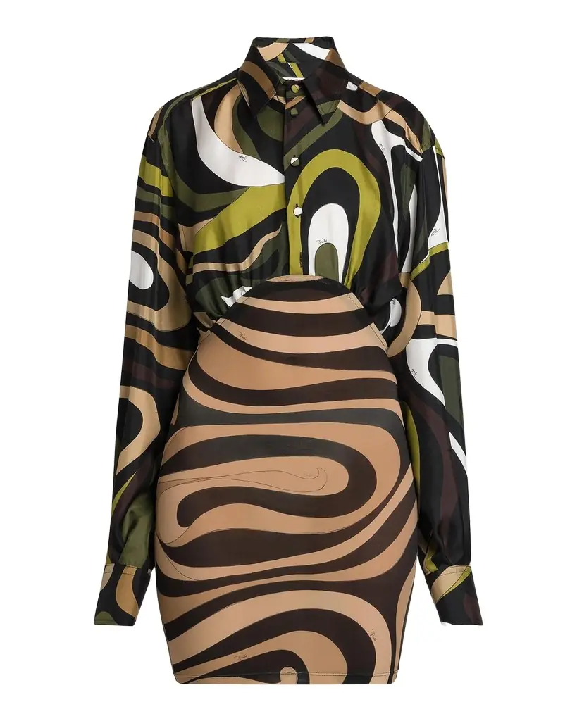 Pucci Abstract-Print Silk Mini Shirtdress