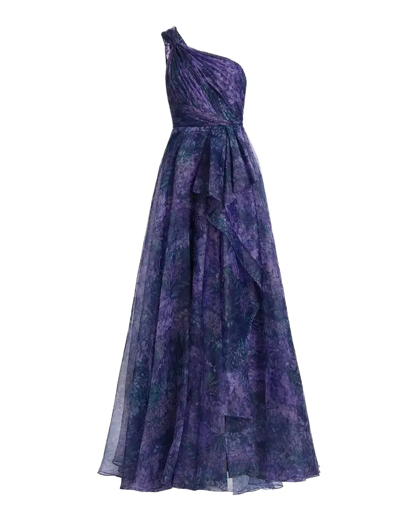Theia Orania Organza One-Shoulder Gown