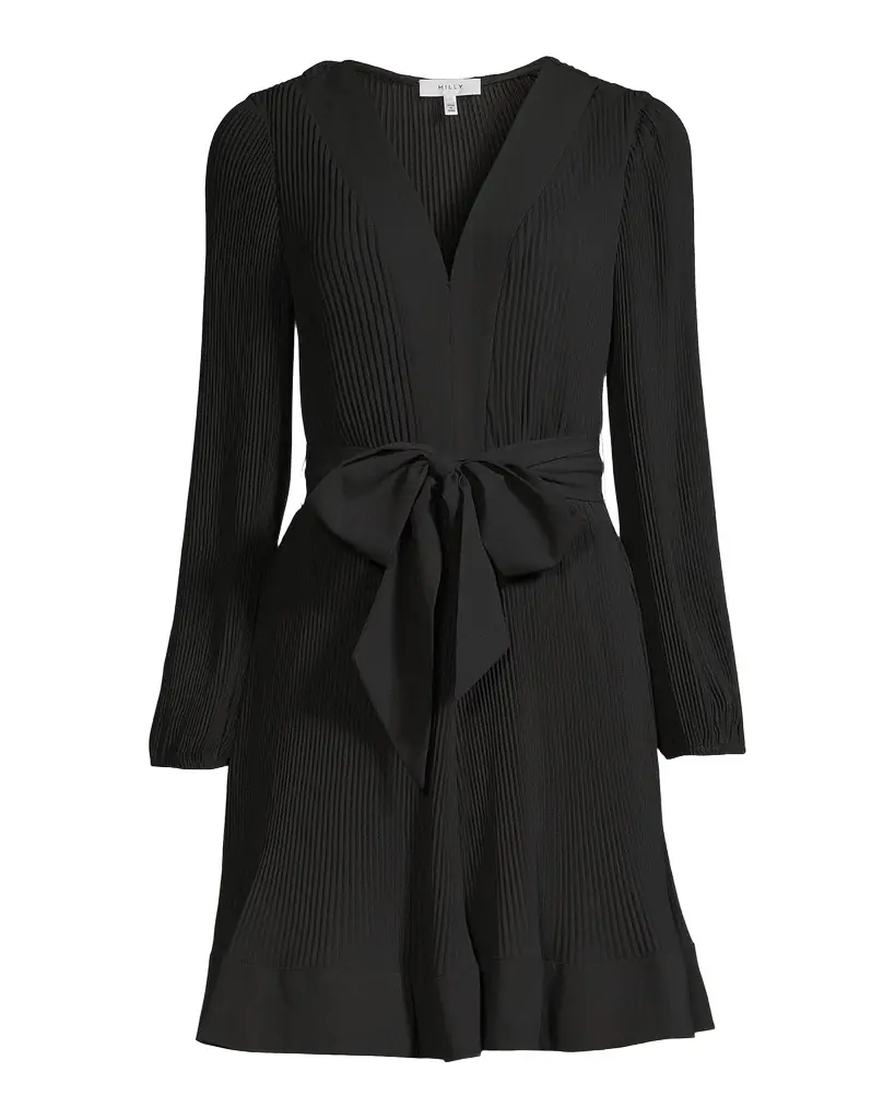 Milly Liv Pleated Belted Minidress