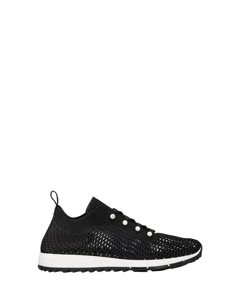 Jimmy Choo Veles Imitation Pearl-Embellished Knit Sneakers