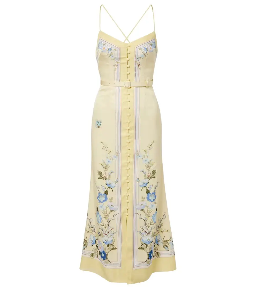 Self-Portrait Floral silk satin maxi dress