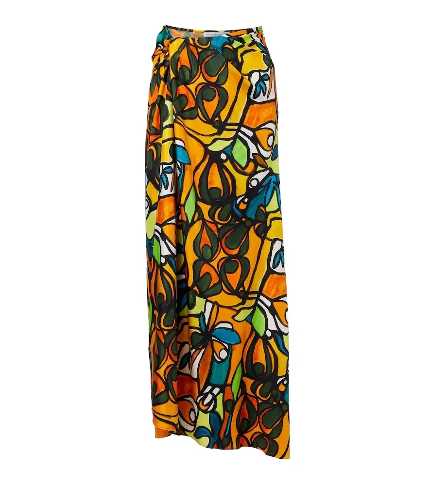 Christopher Esber Printed draped silk maxi skirt