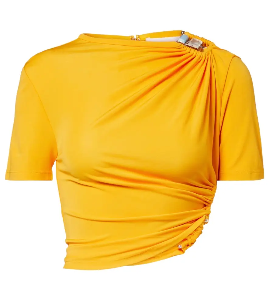 Christopher Esber Bezel Quartz gathered jersey T-shirt