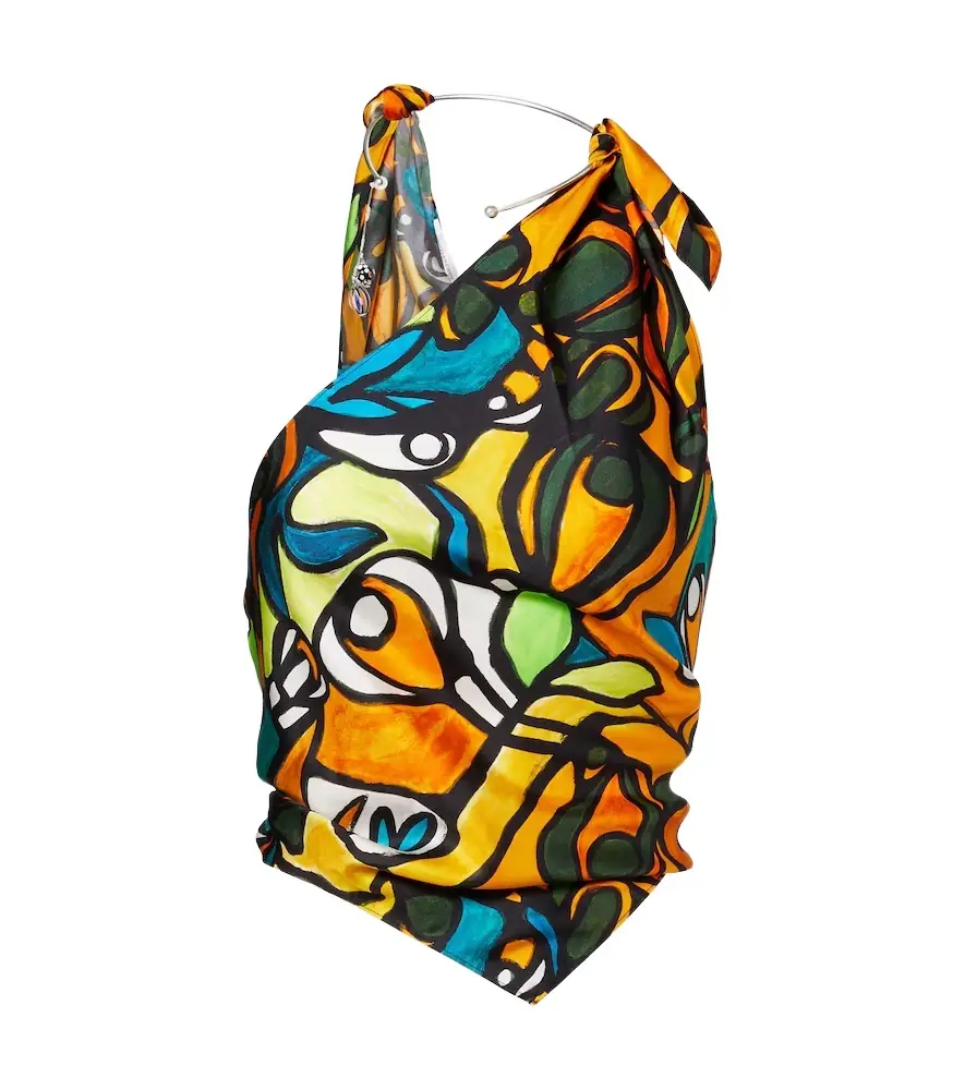 Christopher Esber Printed draped silk top
