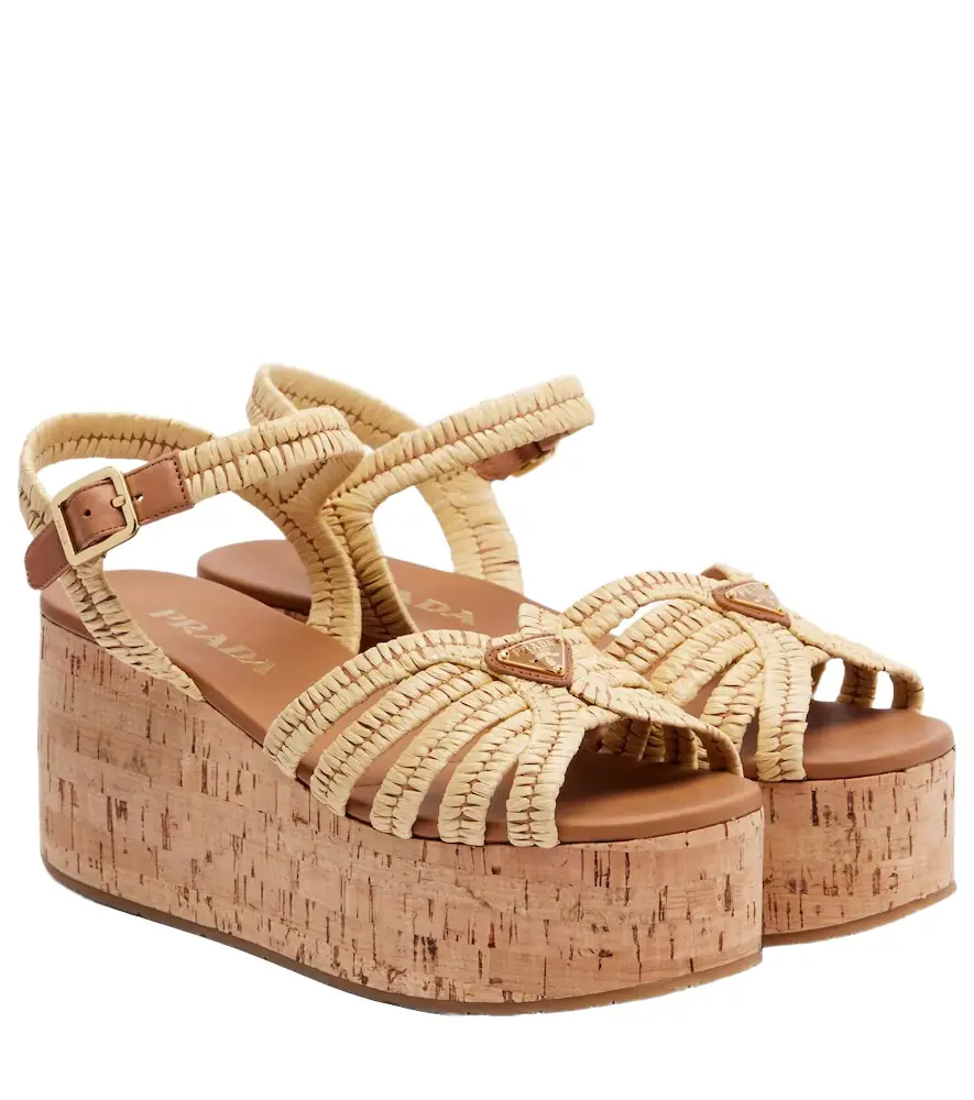 Prada Crochet wedge sandals