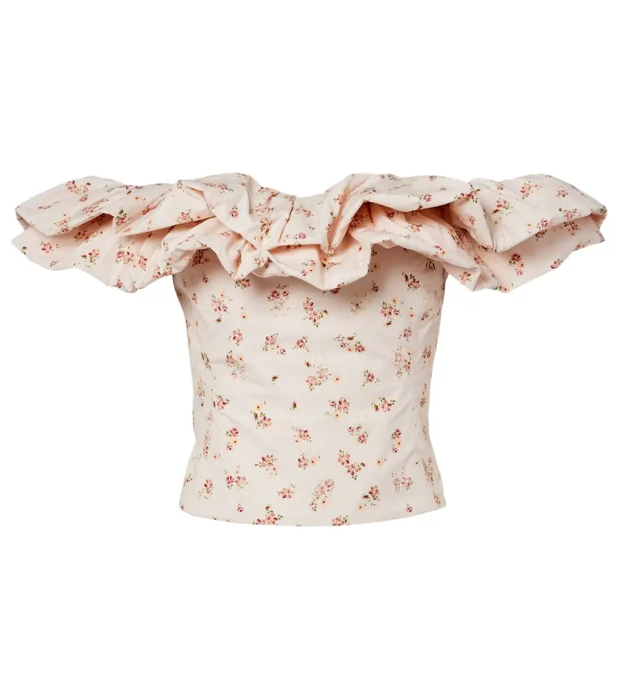 Markarian Dalia floral off-shoulder cotton top