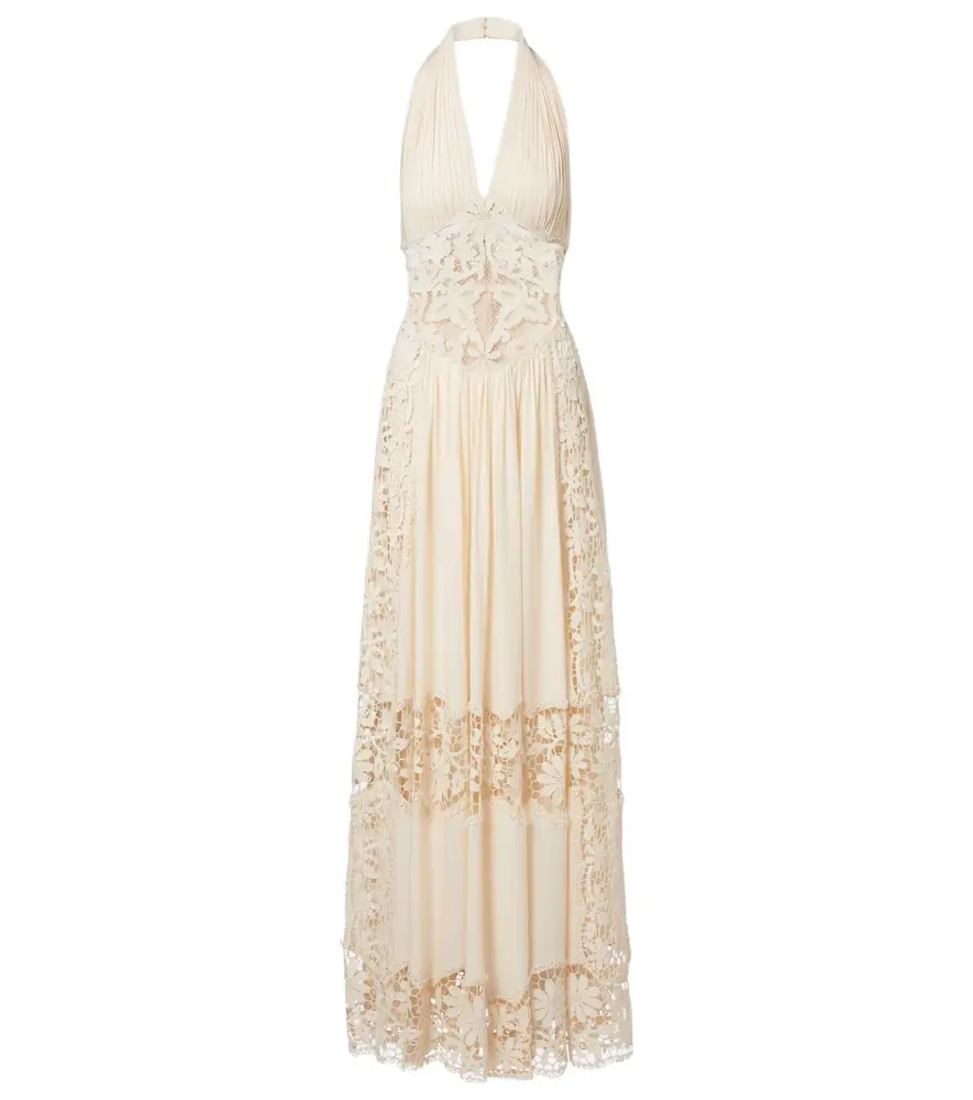 Elie Saab Georgette and macramé gown