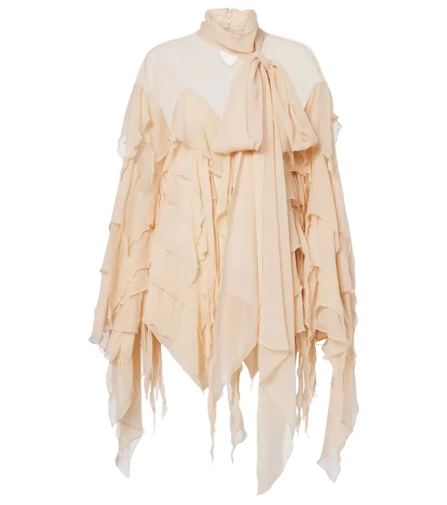 Blumarine Ruffled scarf-detail georgette blouse