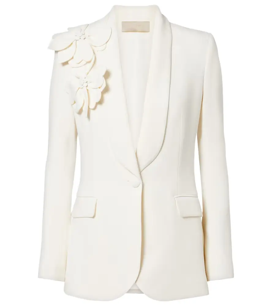 Elie Saab Floral-appliqué cady blazer