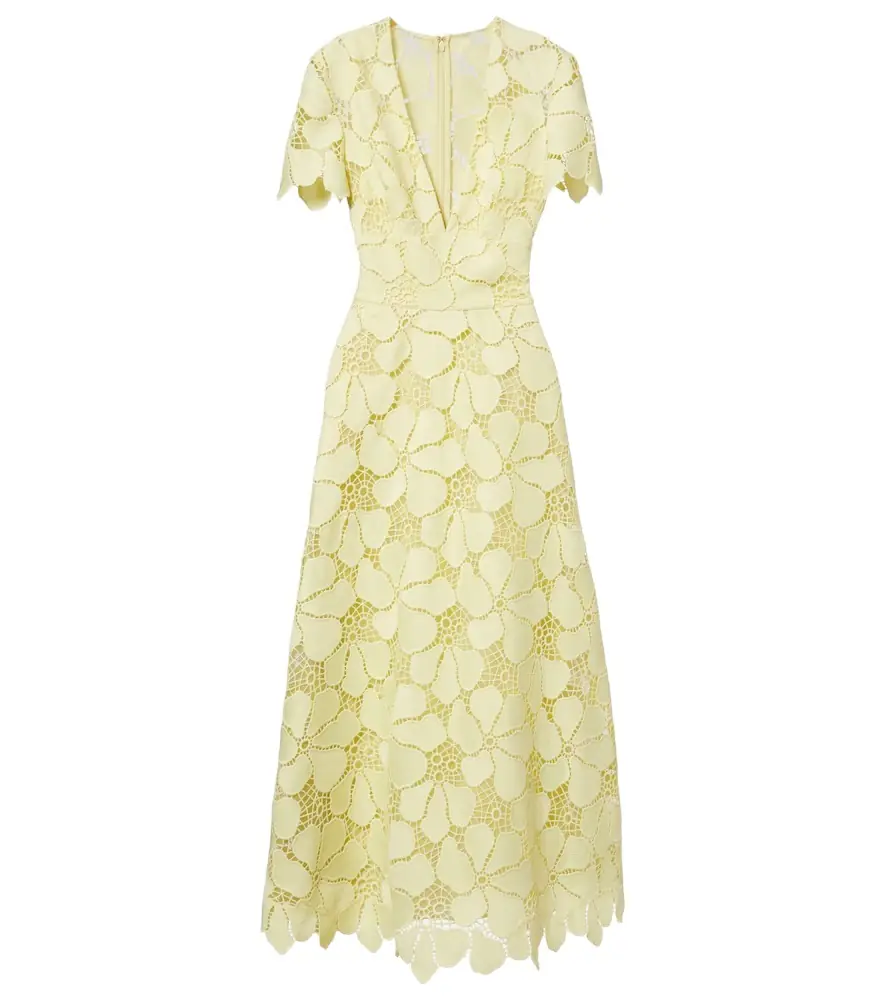 Elie Saab Floral silk-blend guipure midi dress