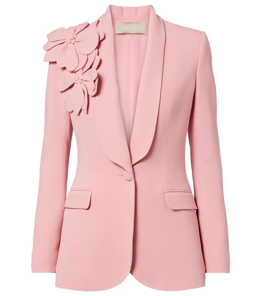 Elie Saab Floral-appliqué cady blazer