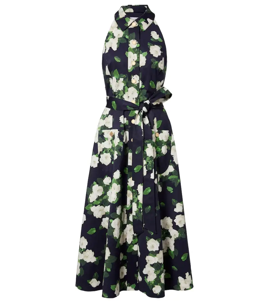 Carolina Herrera Floral faille midi dress