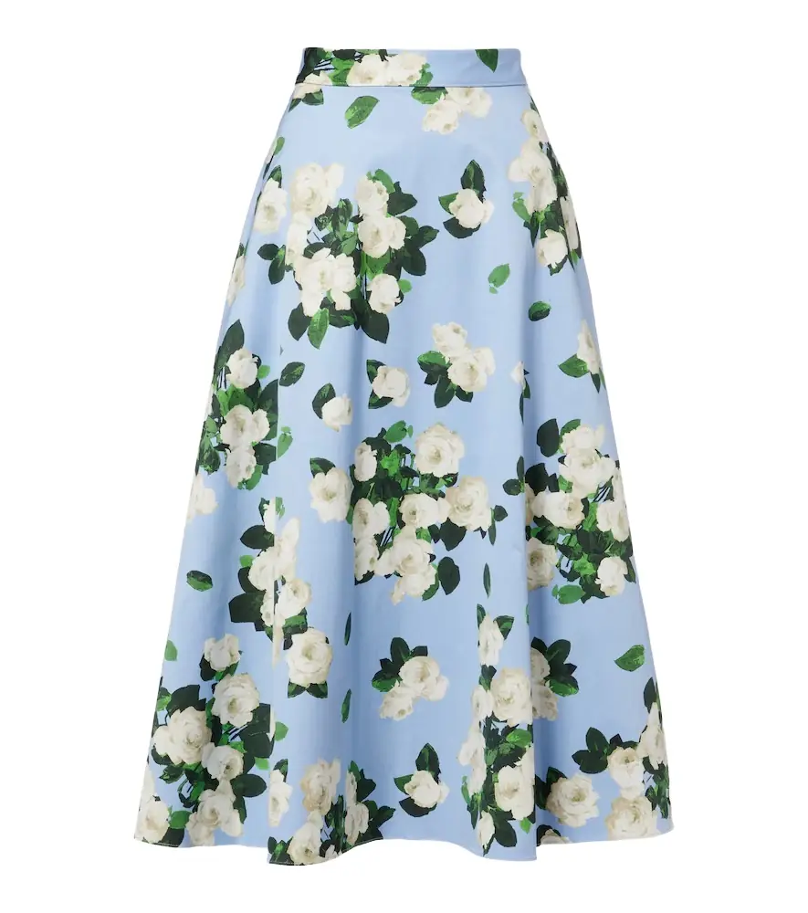 Carolina Herrera Floral faille midi skirt
