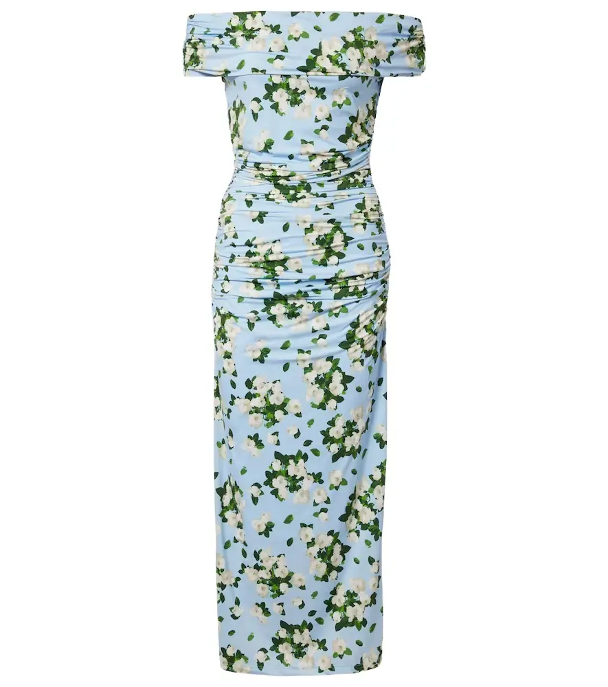 Carolina Herrera Floral ruched jersey midi dress