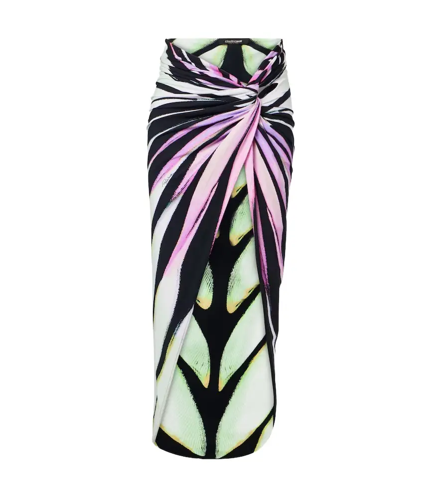 Roberto Cavalli Gathered printed midi skirt