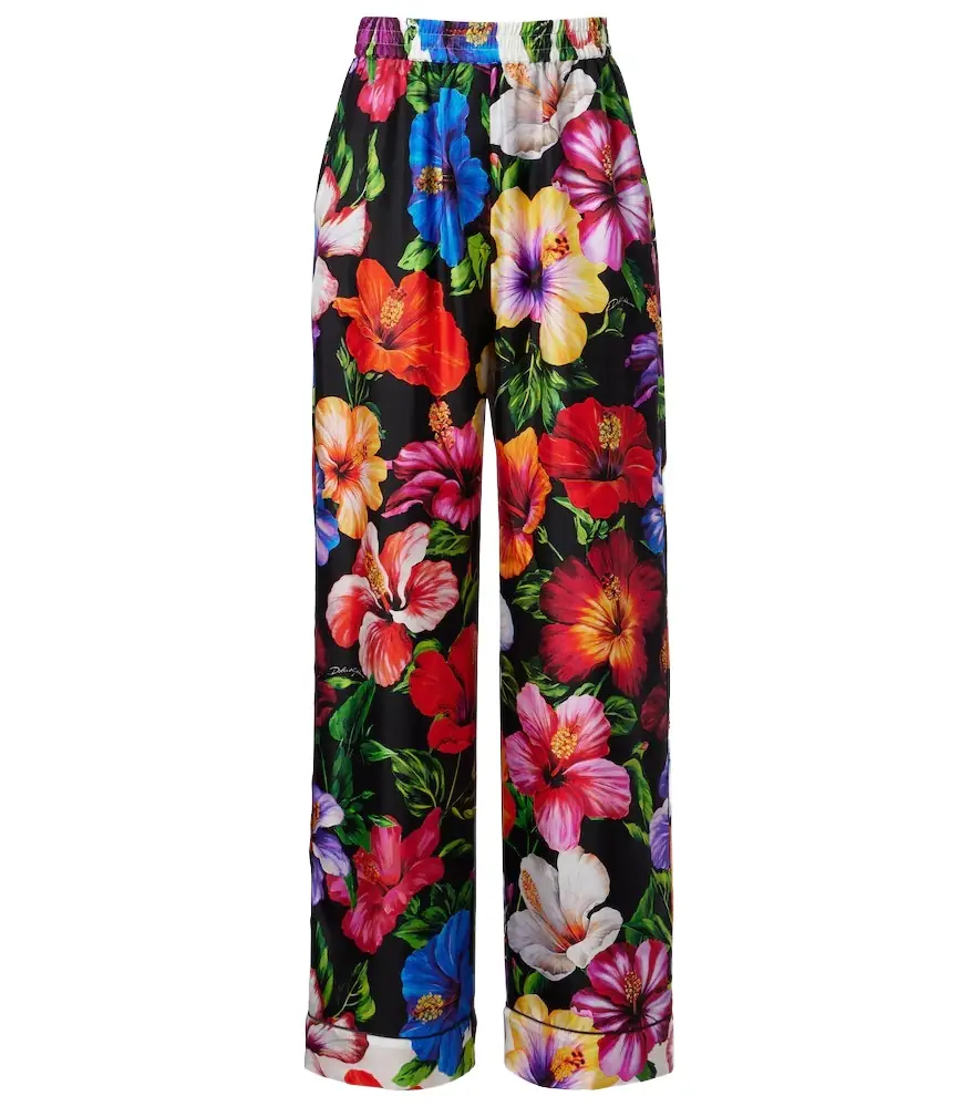 Dolce & Gabbana Floral silk wide-leg pants