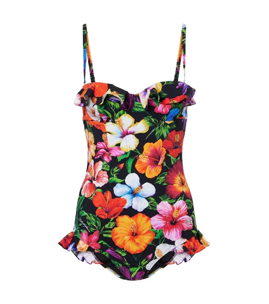 Dolce & Gabbana Floral ruffled swimsuit