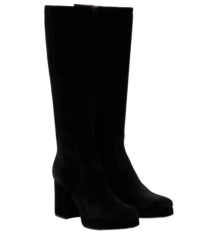 Valentino Garavani Fawcette VLogo suede knee-high boots