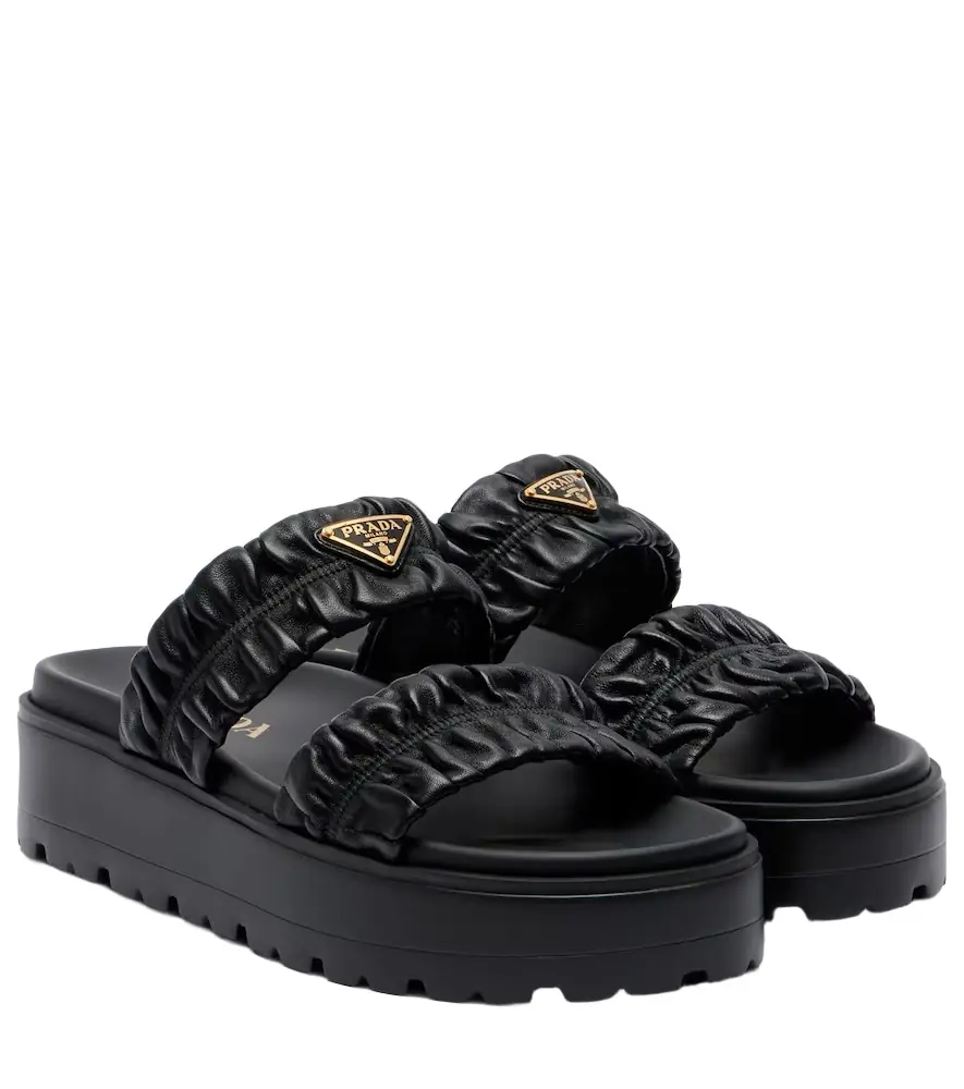 Prada Matelassé leather platform sandals