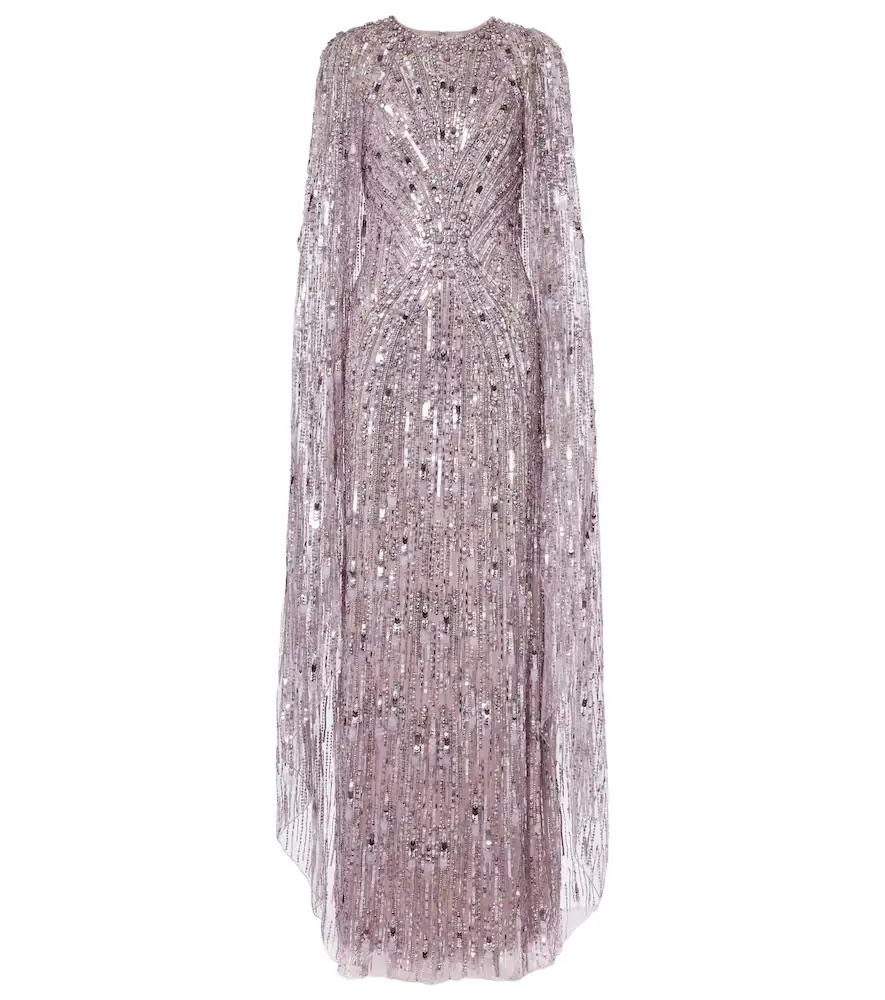 Jenny Packham Elio embellished caped gown