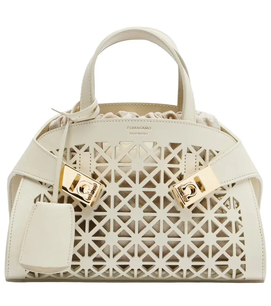 Ferragamo Hug Mini laser-cut leather top-handle bag
