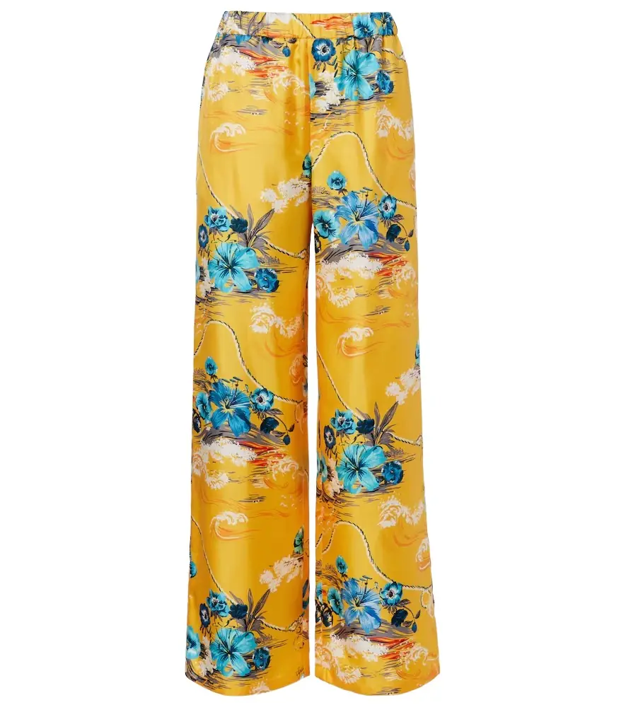 Printed silk twill Palazzo pants