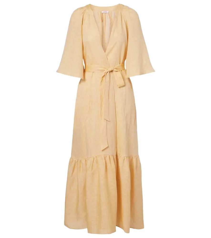 Eres Audacieuse belted linen maxi dress