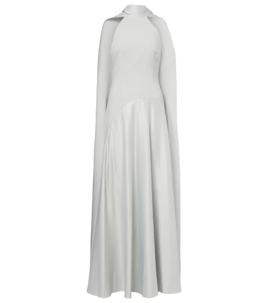 Solace London Cece halterneck crêpe and satin gown