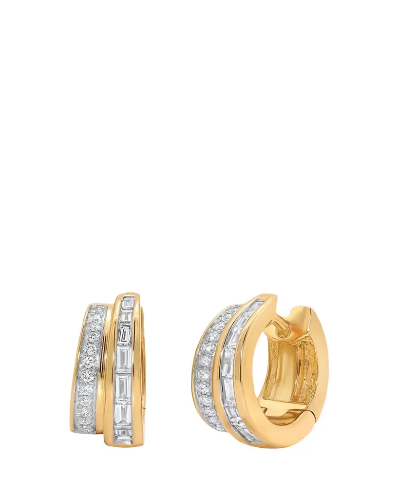 Sara Weinstock Papua 18K Gold & 2-Row Diamond Huggie Earrings
