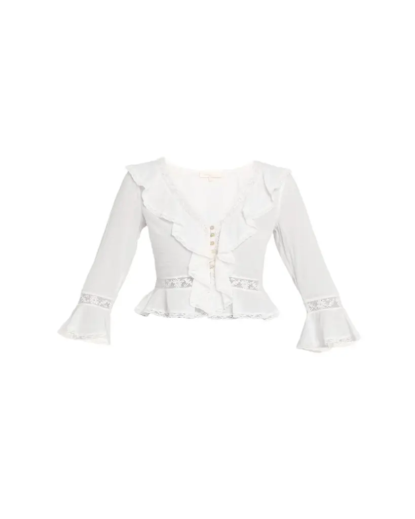 LoveShackFancy Olenna Cotton Victorian Ruffle Top