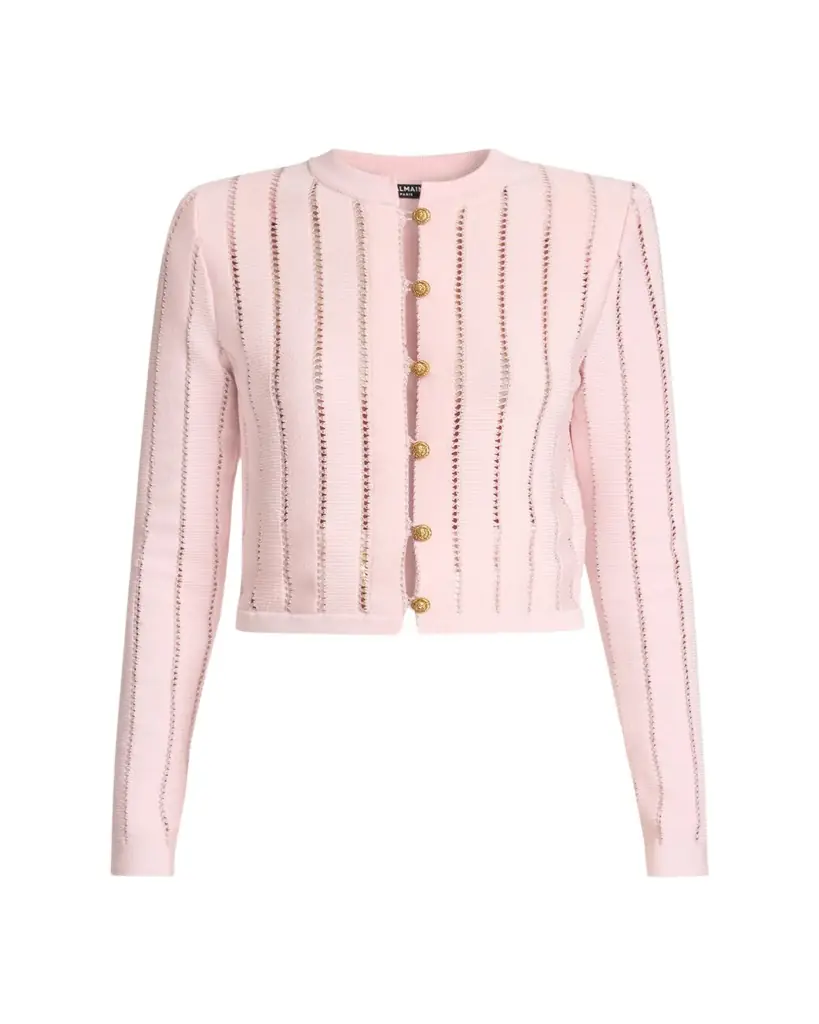 Balmain Buttoned Flechage Openwork Cardigan