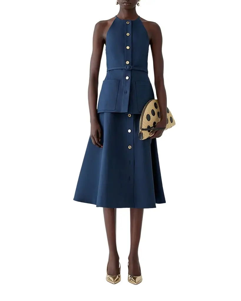 Carolina Herrera Button-Front Cotton Midi Skirt