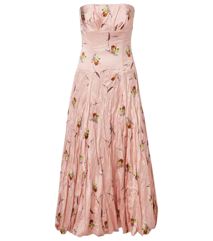 Emilia Wickstead Kaia floral satin bustier dress